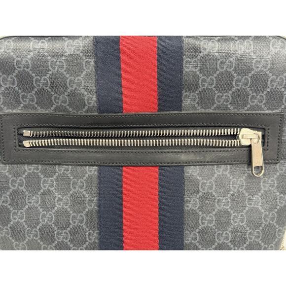 Gucci GG Supreme Black/Grey Coated Canvas Vintage Web Backpack - Picture 13 of 16